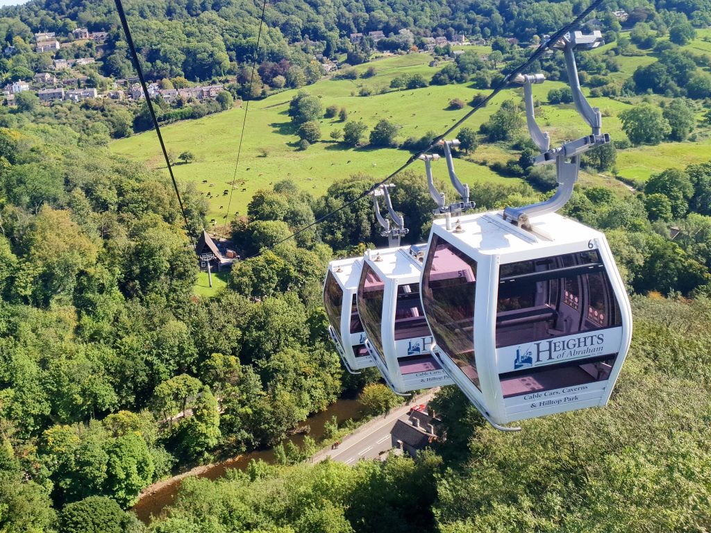 Cable Car going up to the heights of Abraham at the Peak District.