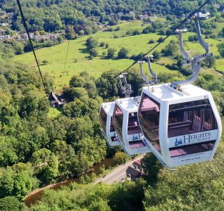 Cable Car going up to the heights of Abraham at the Peak District.