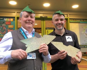 Peter Ireson and Simon Redgate at the launch of the golden arrows panto competition.