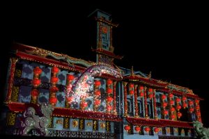 University of Nottingham building with Chinese New Year projections on the building as will appear at the event.