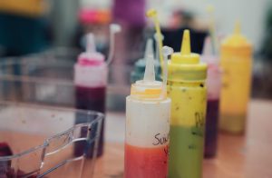 Bottles full of paint.