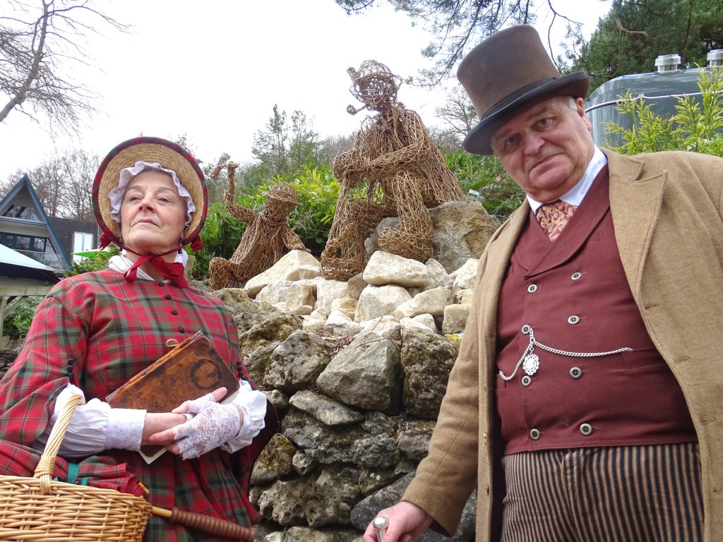 Abigail Brassington and Benjamin Bryan, historical characters in dress at the heights of abraham