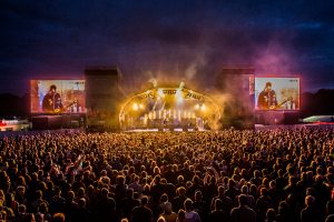 The Crowd at Splendour Festival with a headline act on the stage.