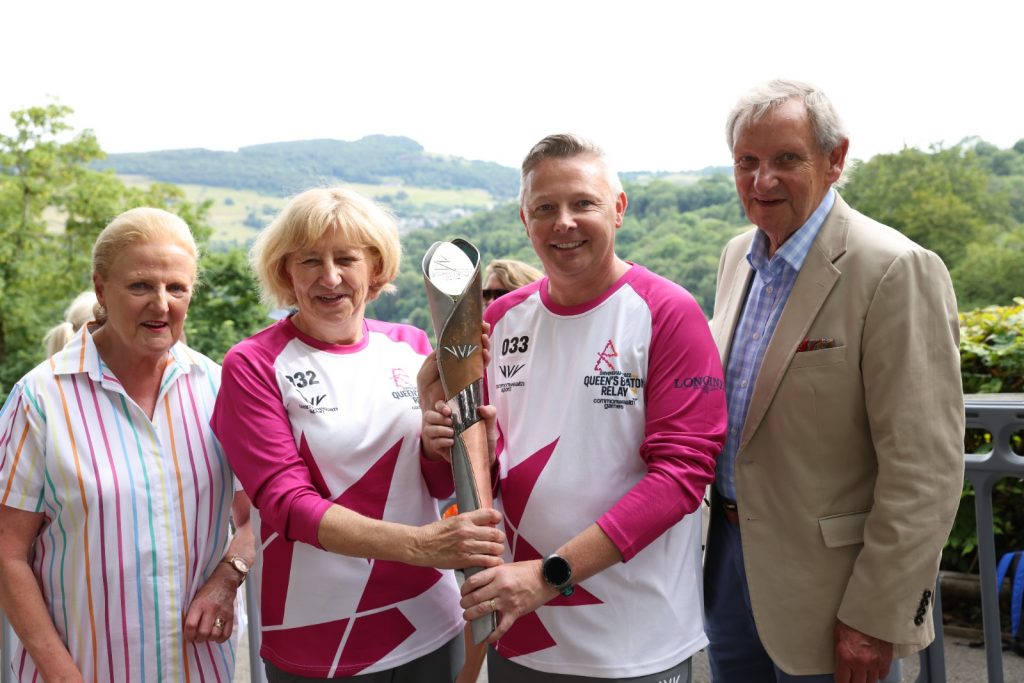 Baton bearers up at the heights of Abraham overlooking Matlock Bath