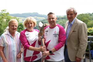 Baton bearers up at the heights of Abraham overlooking Matlock Bath