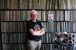 John Homes MBE with his Vinyl Collection