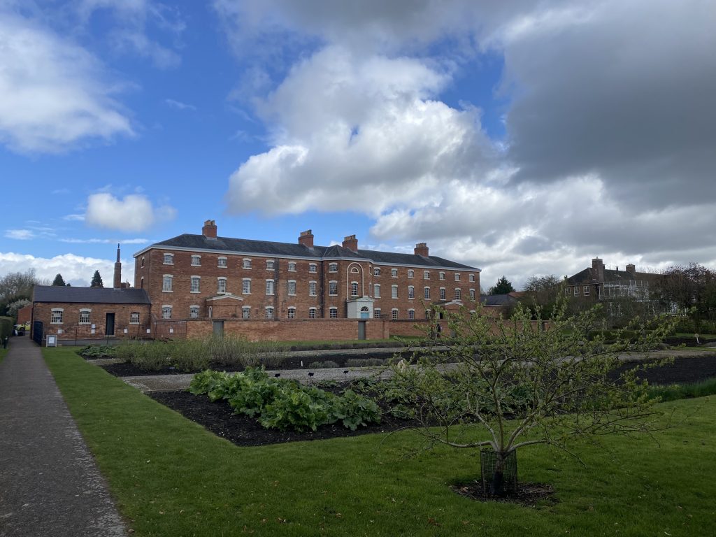 Photo of the workhouse at Southwell from afar. Picture taken from the gardens.