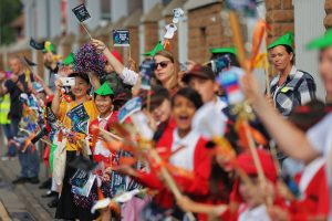 fans at the tour of Britain cycling event in Mansfield