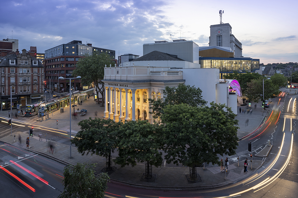 The Theatre Royal at dusk in Nottingham