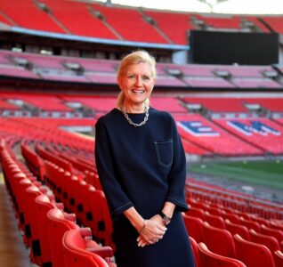 Debbie Hewitt at Wembley stadium.