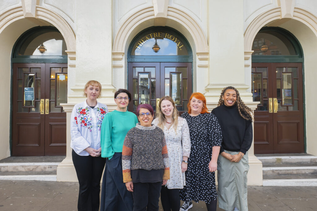 Local residents outside the theatre royal who will perform in the upcoming Caesar Community Chorus play