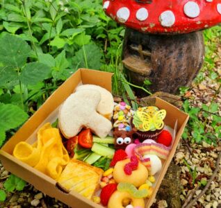 A goodie box of treats hidden in the forest at the Butterfly House