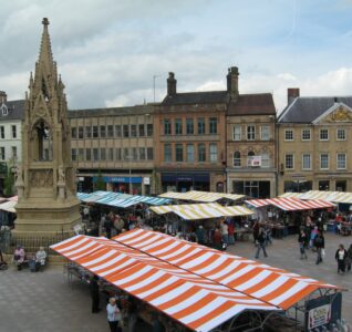 An elevated shot of Mansfield Market