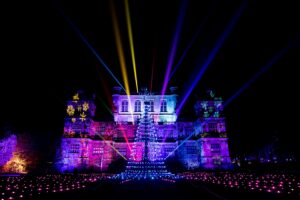 Shot of Wollaton Hall lit up at Christmas last year