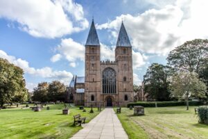Shot of Southwell Minster looking head on
