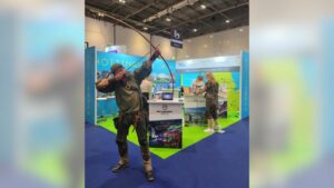 Robin hood with his bow and arrow on the stand at the meetings show 2023