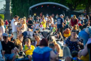 Shot of the crowd at last year's riverside festival with the stage in the background