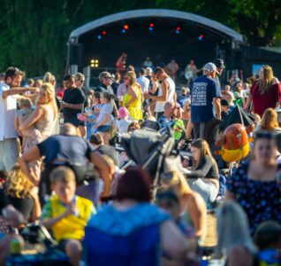Shot of the crowd at last year's riverside festival with the stage in the background