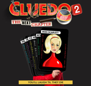 Cluedo 2 image, showing 'Miss Scarlett' on some playing cards from the board game.