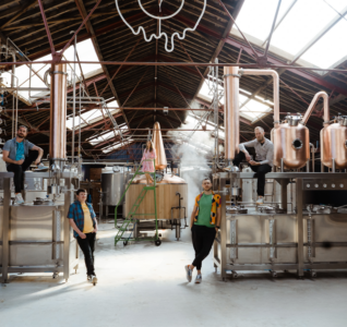 The team at Dropworks distillery in the distillery house.