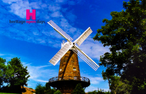 Greens Windmill with the Heritage Open Days logo