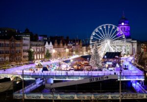 Nottingham's winter wonderland in 2022 with the Council House in the background.