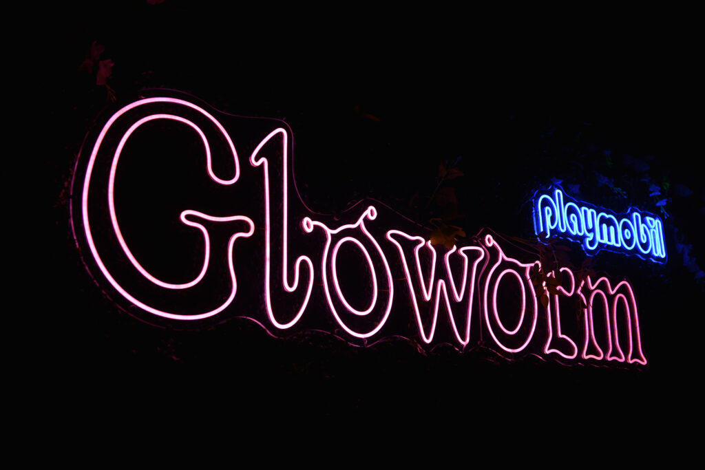 Illuminated sign for Gloworm Festival