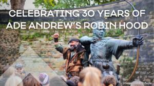 Ade Andrews in front of the Robin Hood statue.