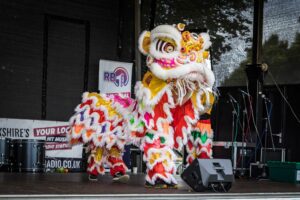 A chinese dragon puppet