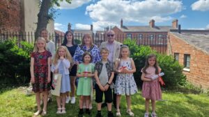 The Mayor of Broxtowe Councillor Sue Paterson with winners of the D.H. Lawrence Writing Competition