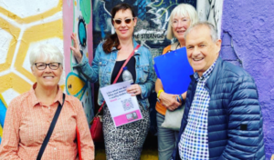(L-R) Society Trustees on a Heritage Walk (photo by Marysia Zipser); event logo, full billing of events poster