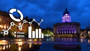Photo of Nottingham City Centre with graphs overlayed