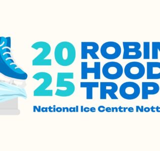 Graphic for the Robni Hood Trophy including the title of the event and a cartoon ice skate