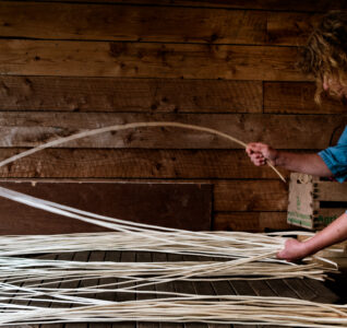 Angela Cole Yorkshire Laundry Basket Grading the willow by Rachel Rimell