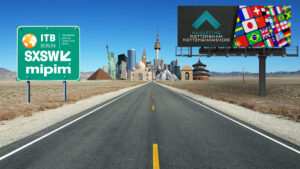 Graphic of a road leading to international sights