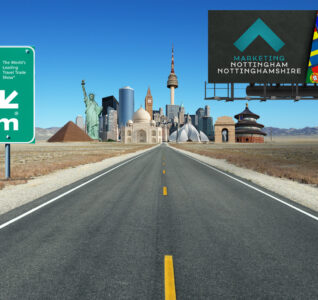 Graphic of a road leading to international sights