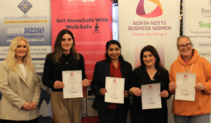 Sally Gillborn (left), chief executive at North Notts BID, presenting certificates at the North Notts Business Women Awards 2024