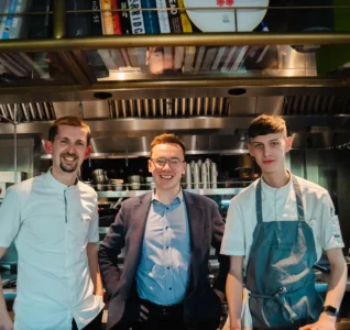 L–R: Lewis Dobson, sous chef; Harry Major, general manager; and Cameron Wright, junior sous chef