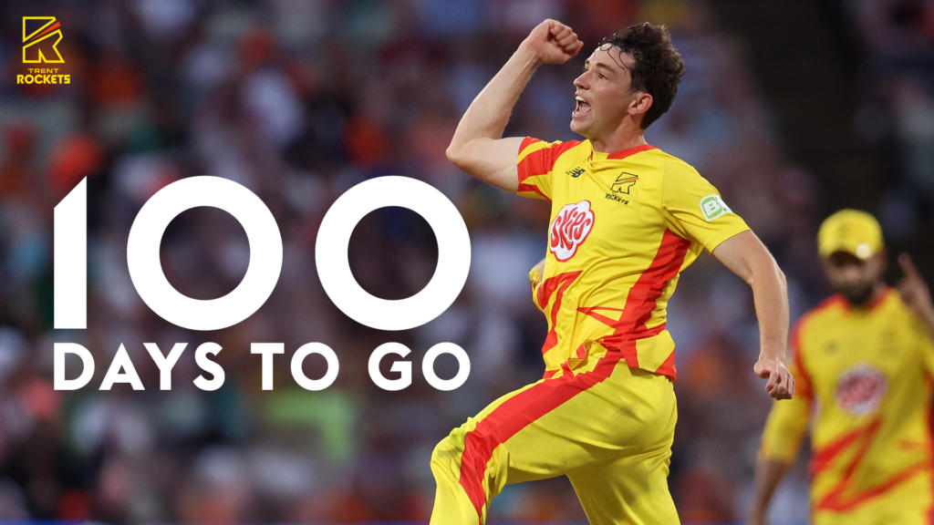 Photo of Trent Rockets with text reading '100 days to go'