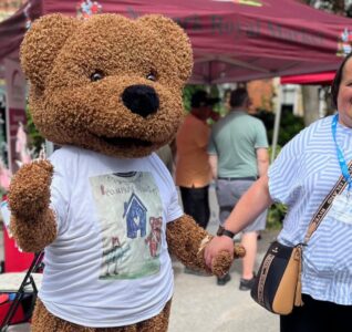 bear and woman