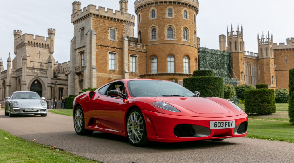 red ferarri in the ground of belvior castle