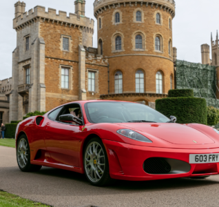 red ferarri in the ground of belvior castle