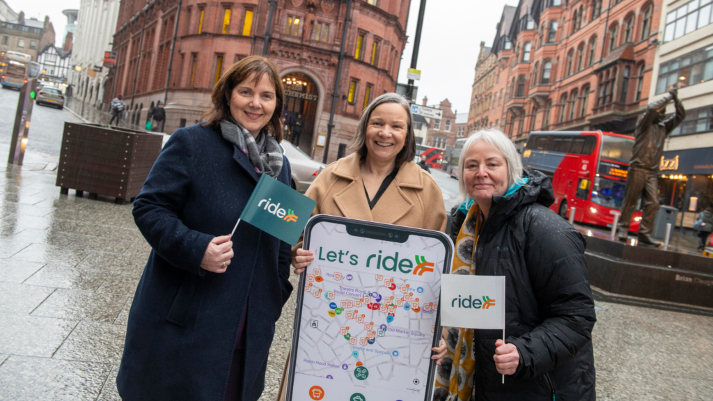 (from left, Claire Ward, Councillor Linda Woodings and Verna Bayliss, Derby City Council’s Director of City Sustainability)