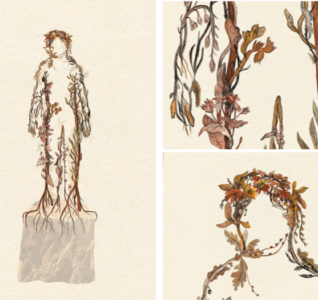 Work in progress drawing of the artwork, Maid Marian, by Alicja Biala