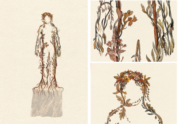 Work in progress drawing of the artwork, Maid Marian, by Alicja Biala